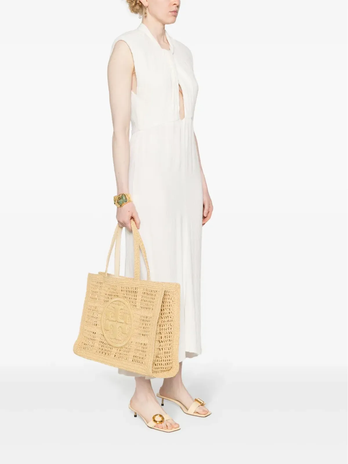Tory Burch 大型 Ella クロシェトートバッグ - ニュートラルカラー - 画像2