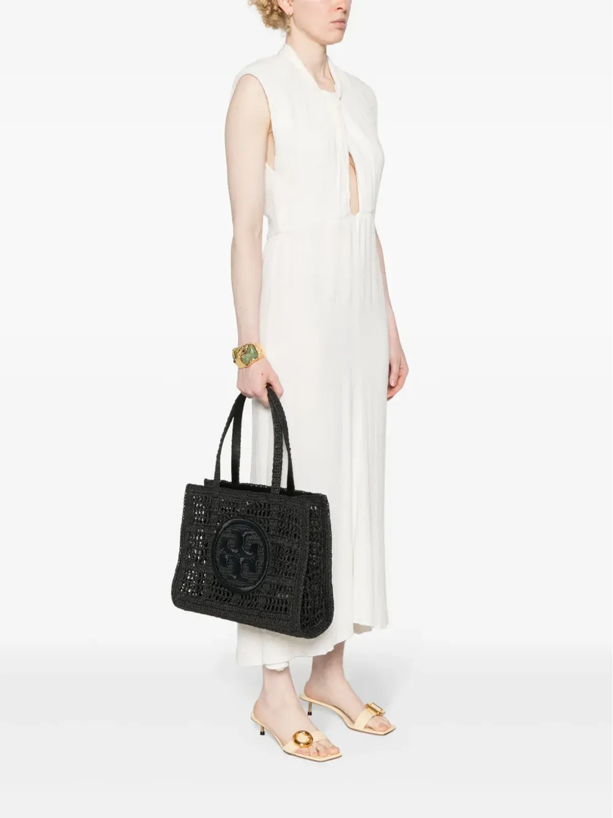 Tory Burch 小さめ Ella クロシェット トートバッグ - ブラック - 画像2