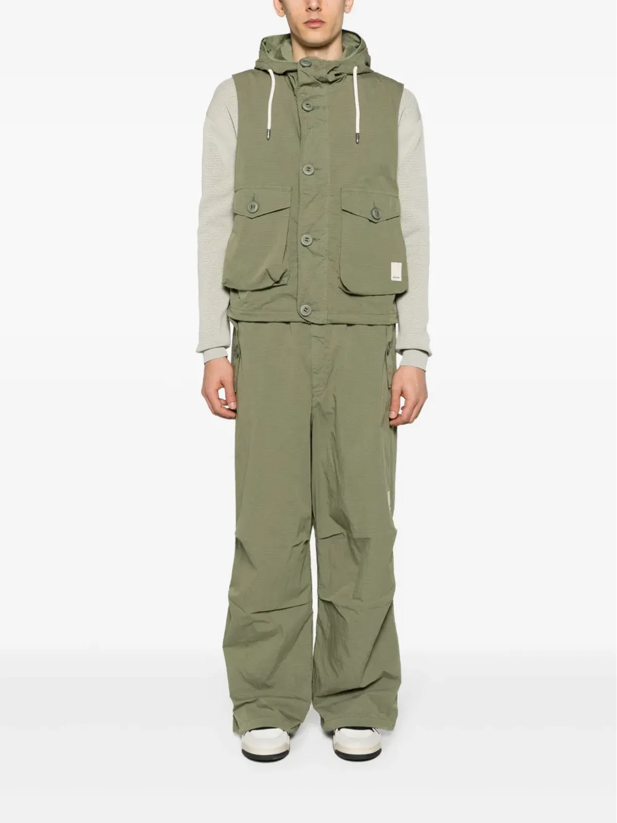 Emporio Armani フード付きリップストップジレ - グリーン - 画像2