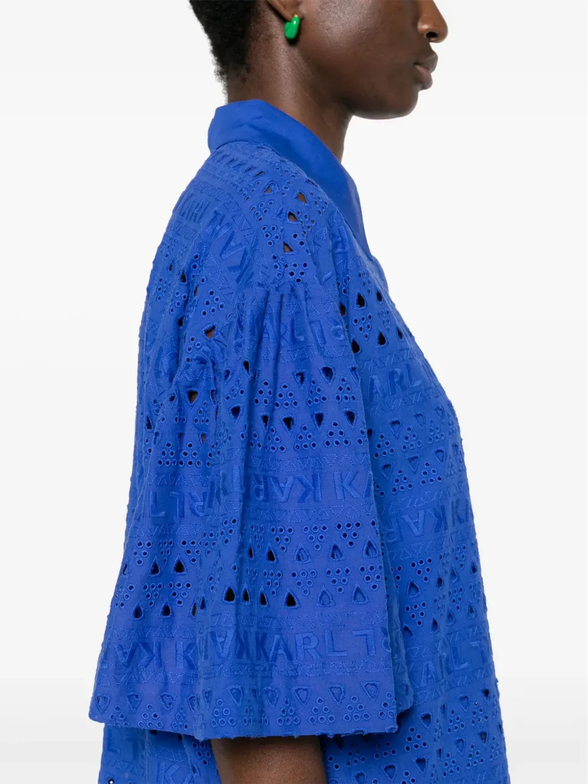 Karl Lagerfeld 刺繍デザインのシャツドレス ブルー - 画像5