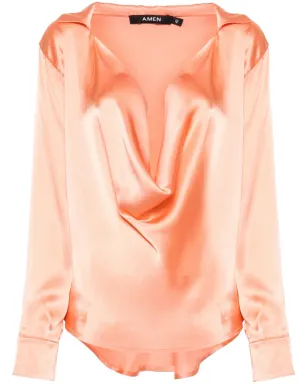 Amen Anna satin blouse - Orange - サムネイル1
