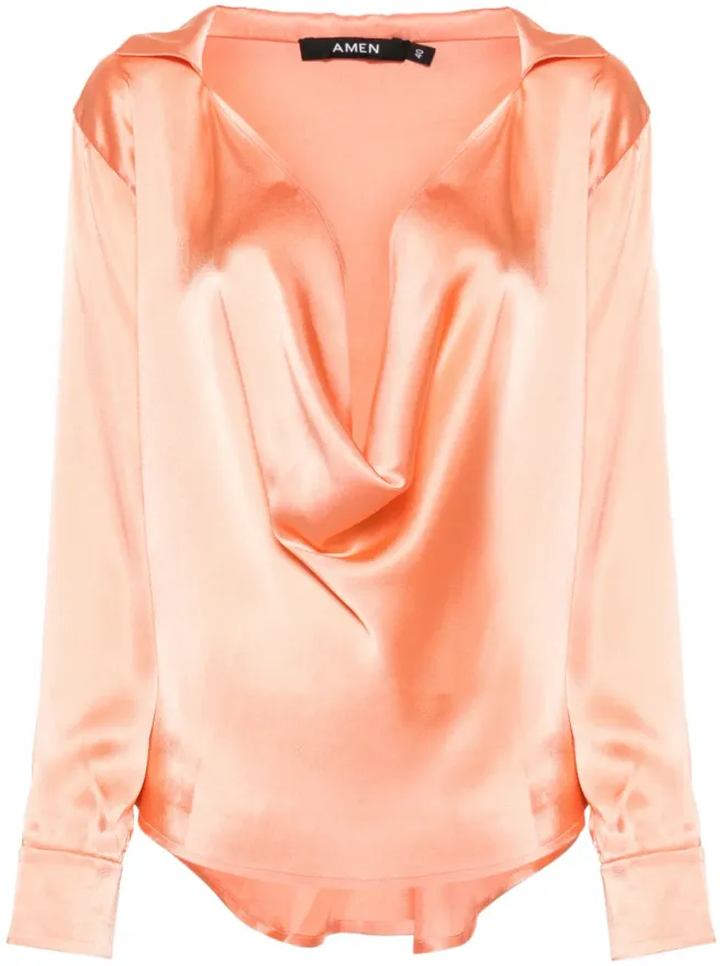 Amen Amen Anna satin blouse - Orangeの商品画像