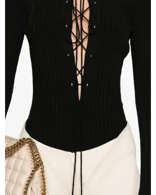 Stella McCartney レースアップリブニットジャンパー - ブラック - サムネイル5