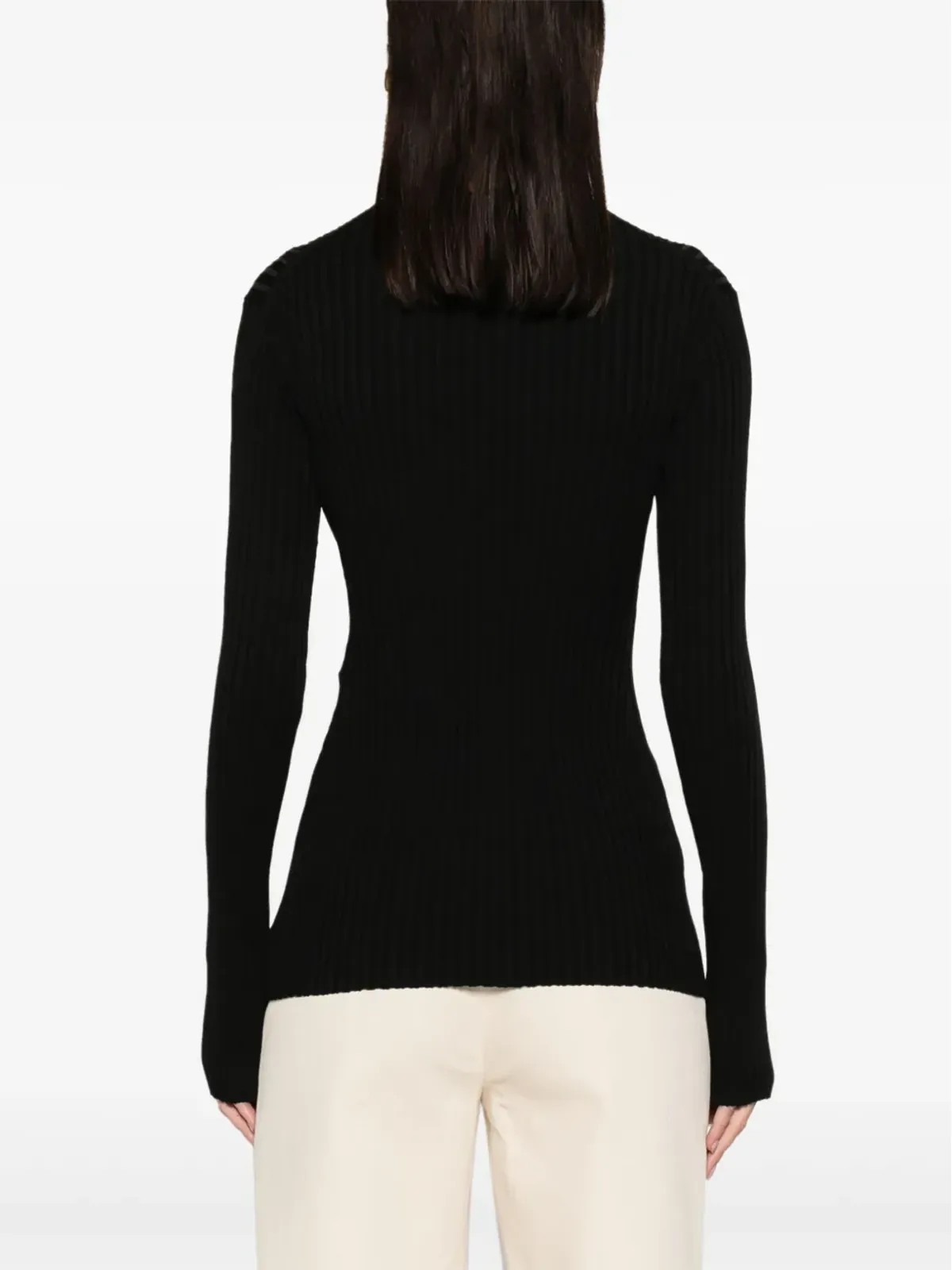 Stella McCartney レースアップリブニットジャンパー - ブラック - 画像4