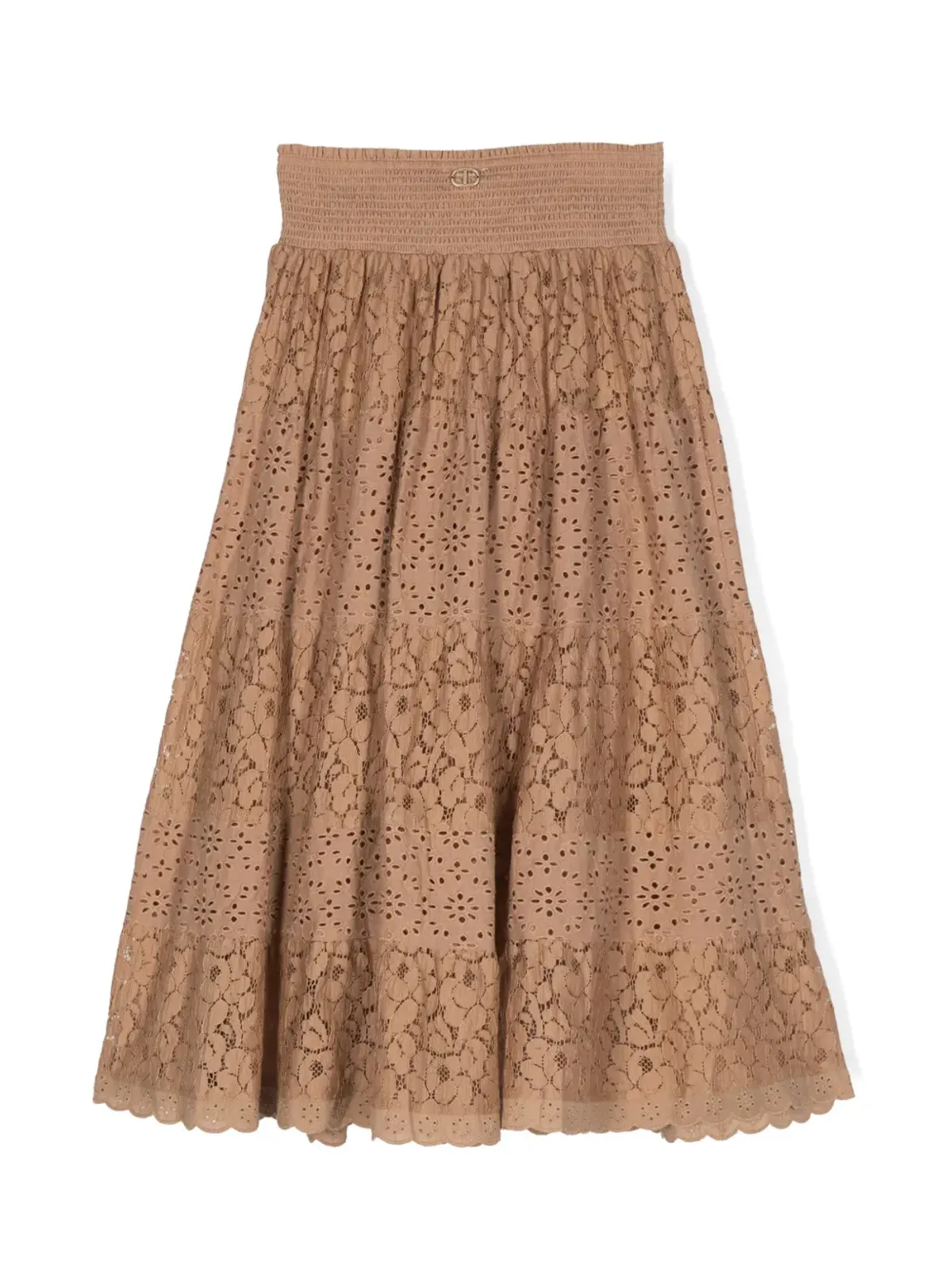 TWINSET Kids floral-lace detail dress - Brown - 画像2