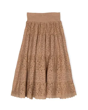 TWINSET Kids floral-lace detail dress - Brown - サムネイル2