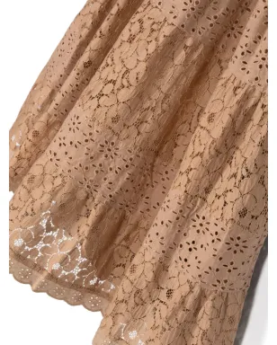 TWINSET Kids floral-lace detail dress - Brown - サムネイル3
