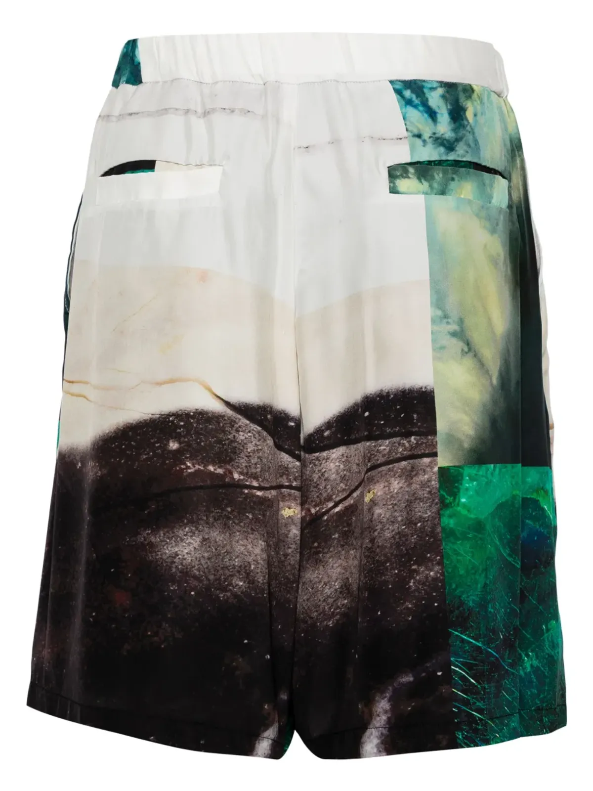 Taakk パッチワーク柄シルクショーツ - グリーン - 画像2