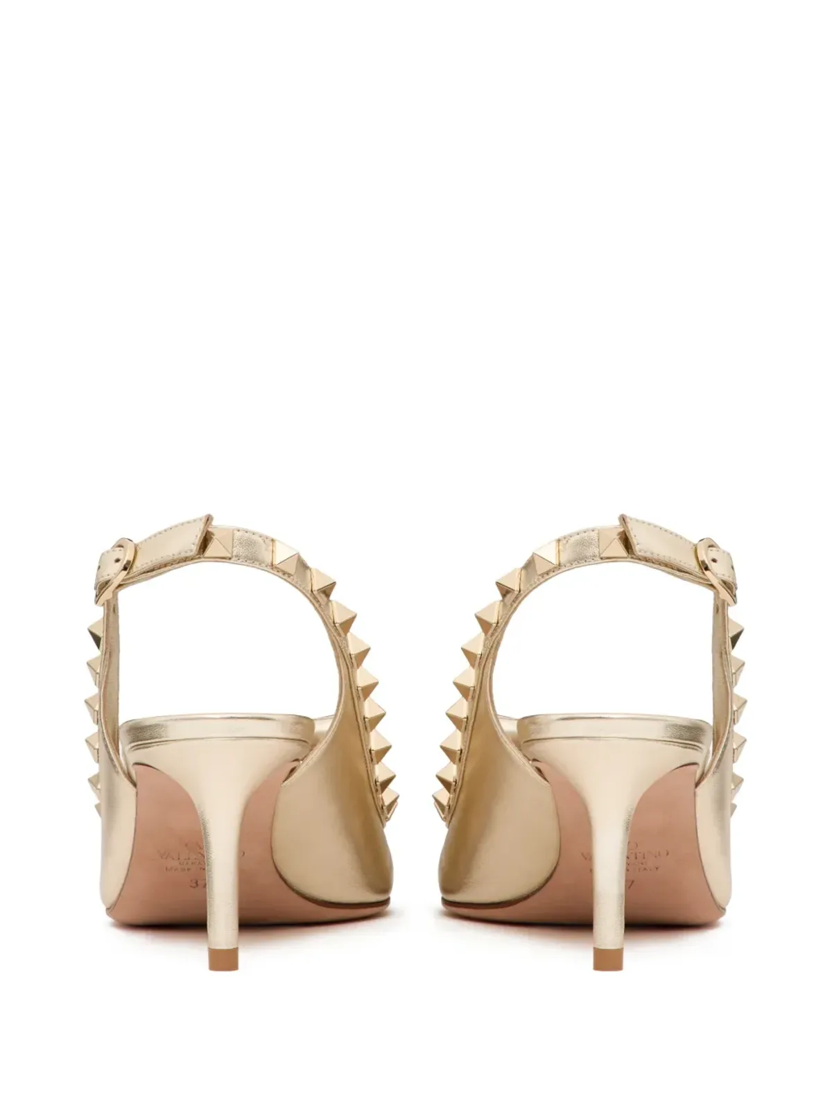 Valentino Garavani ロックスタッド ボウ スリングバック パンプス 60mm – ゴールド - 画像3