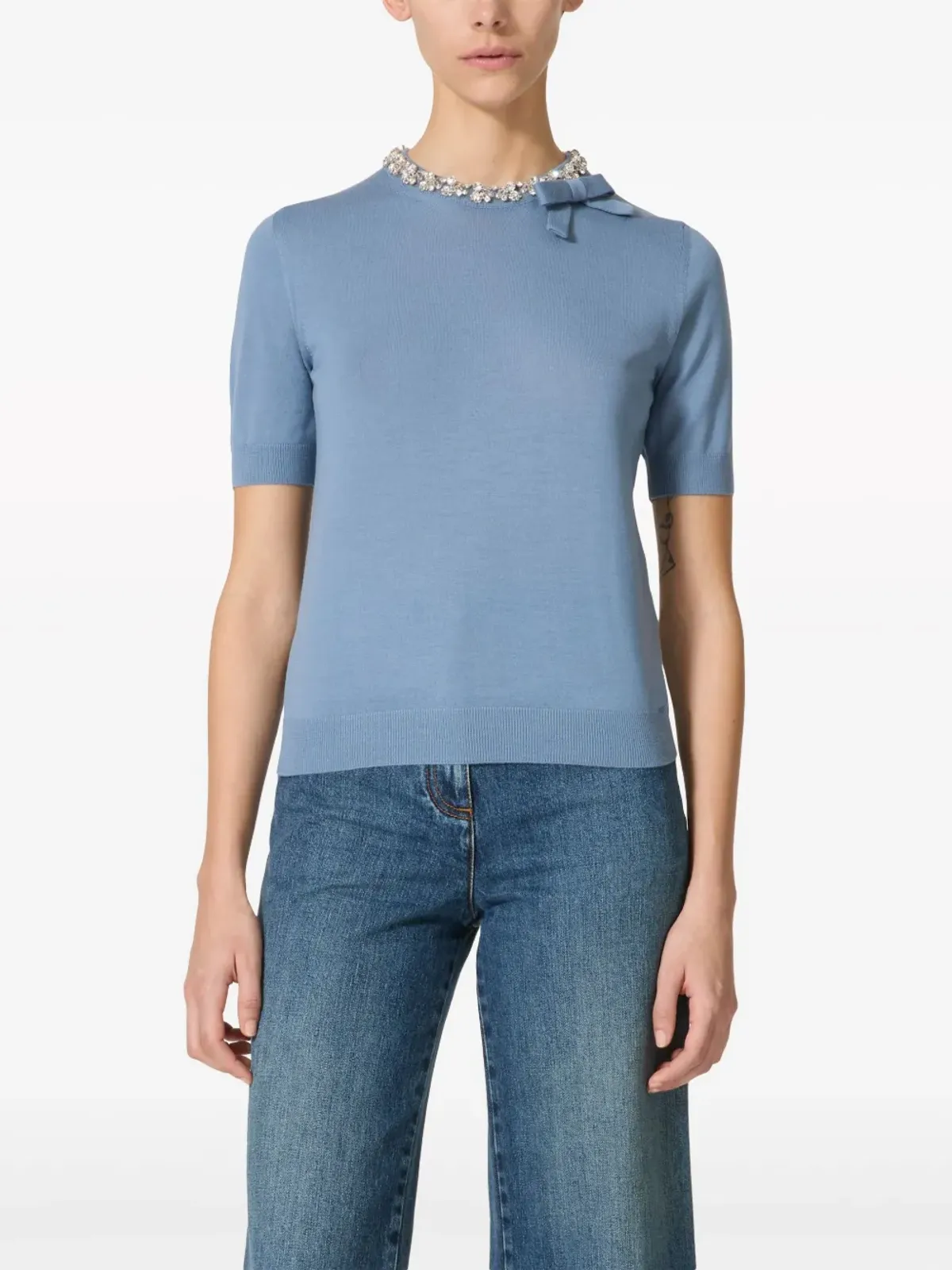 Valentino Garavani 刺繍入りウールセーター ブルー - 画像3