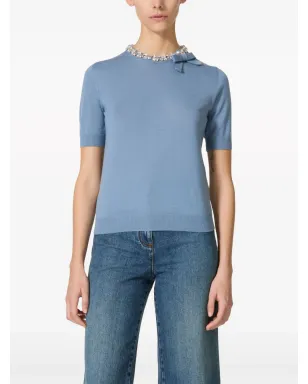 Valentino Garavani 刺繍入りウールセーター ブルー - サムネイル3