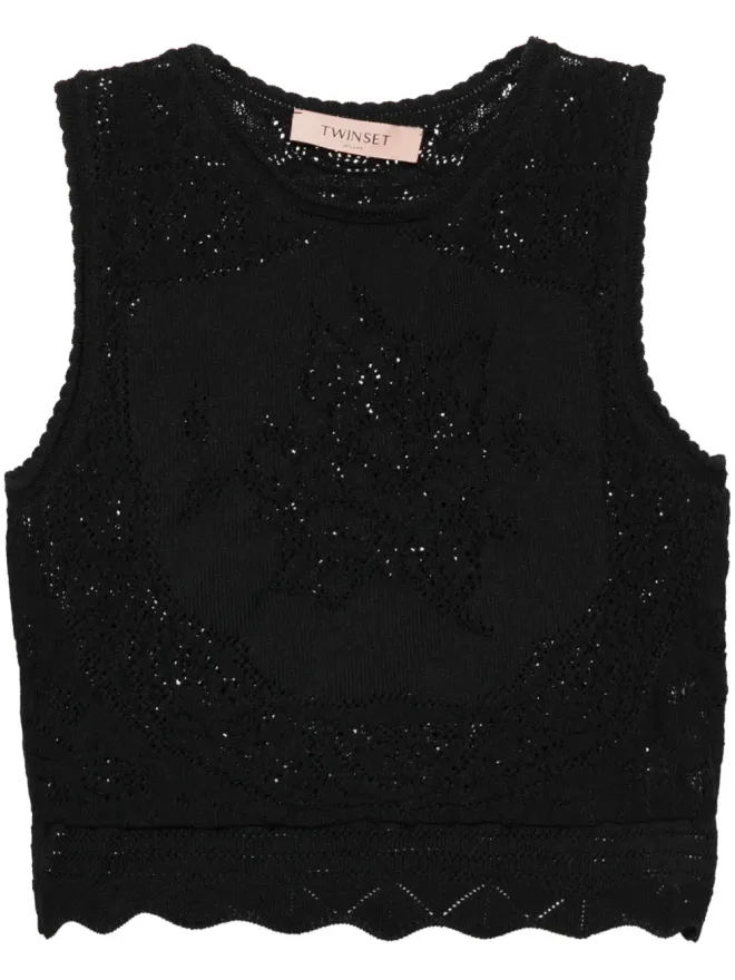 TWINSET TWINSET クロシェ編みクロップトップ - ブラックの商品画像