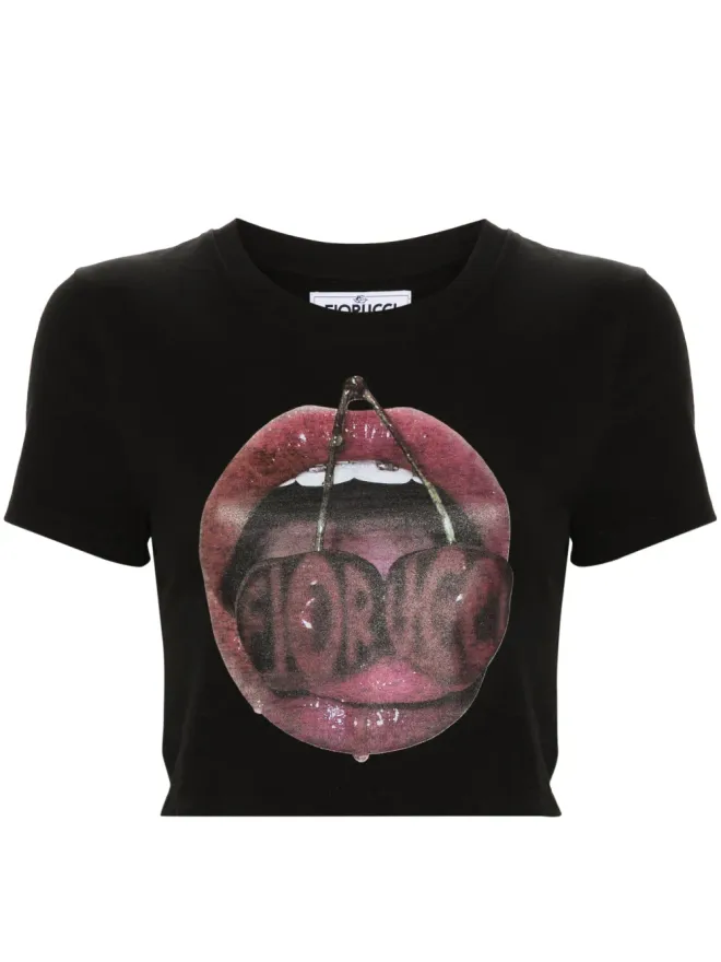FIORUCCI Fiorucci グラフィックプリント入りクロップドTシャツの商品画像