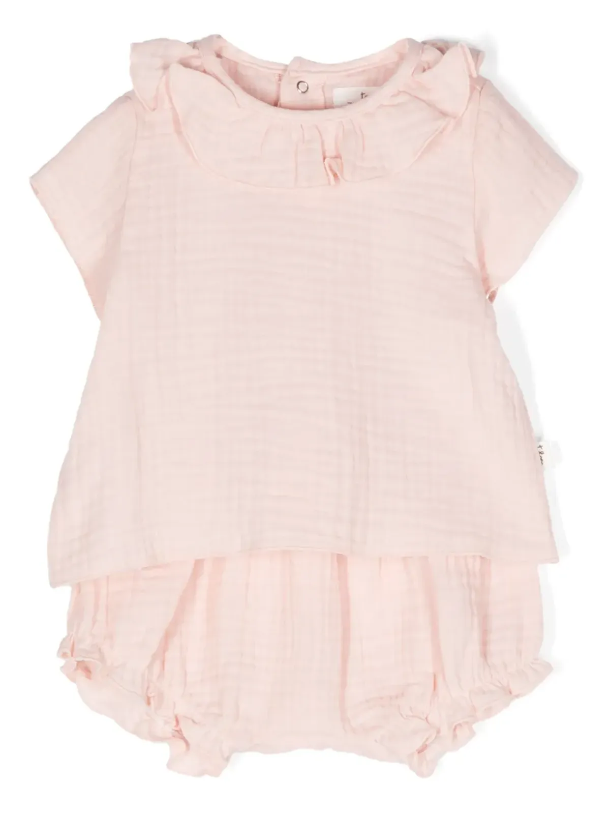 TEDDY & MINOU ruffled cotton babygrow set - Neutrals - 画像1