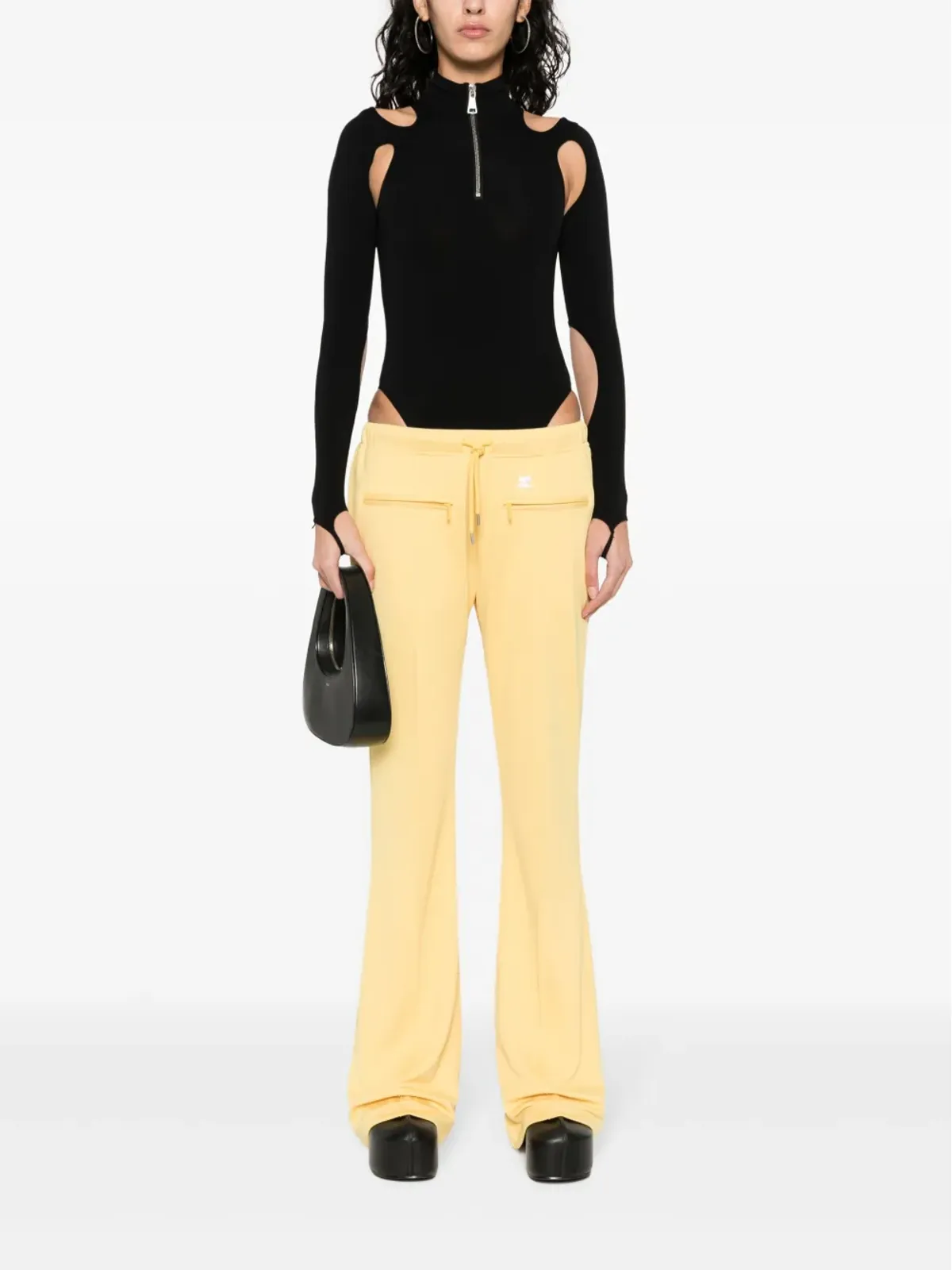 Courrèges ロゴアップリケ付きワイドパンツ - イエロー - 画像2