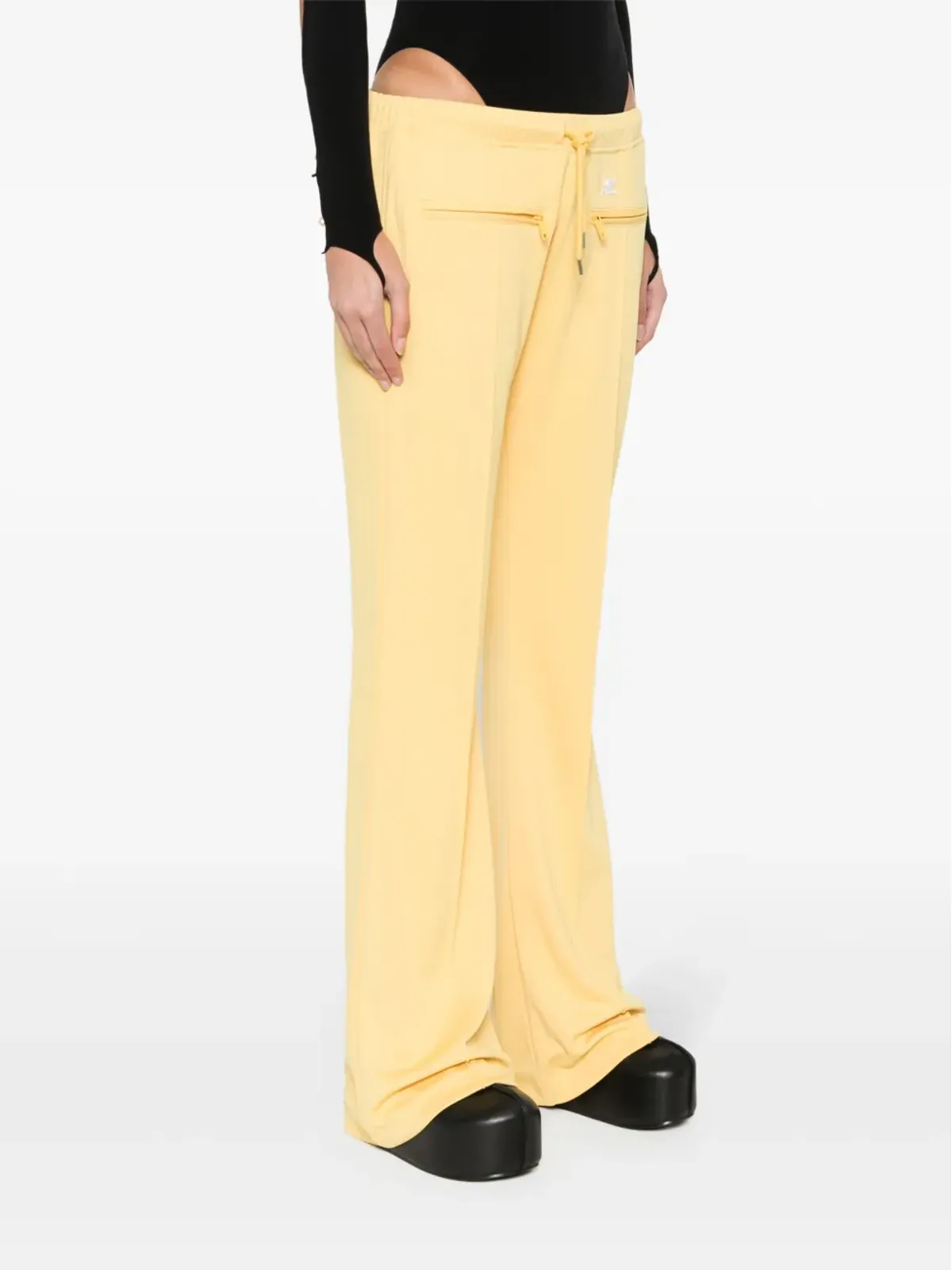 Courrèges ロゴアップリケ付きワイドパンツ - イエロー - 画像3