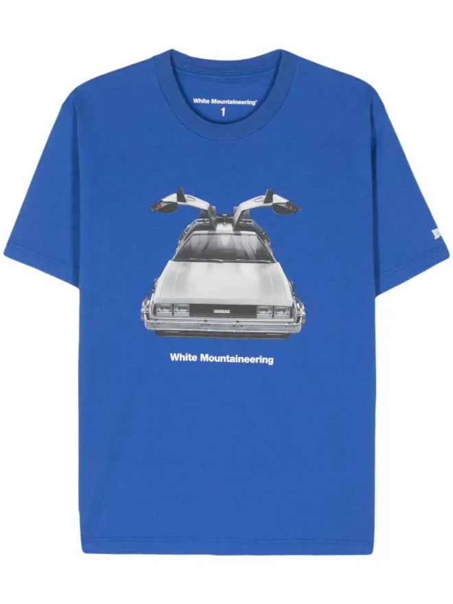 White Mountaineering White Mountaineering デロリアン コットン Tシャツ ブルーの商品画像