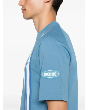 Moschino ストライプパッチ コットン Tシャツ - ブルー - サムネイル5