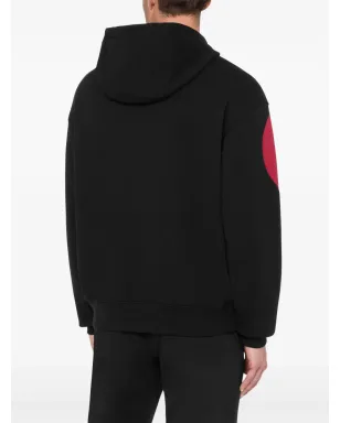 Moschino ハートプリント コットン フーディー - ブラック - サムネイル3