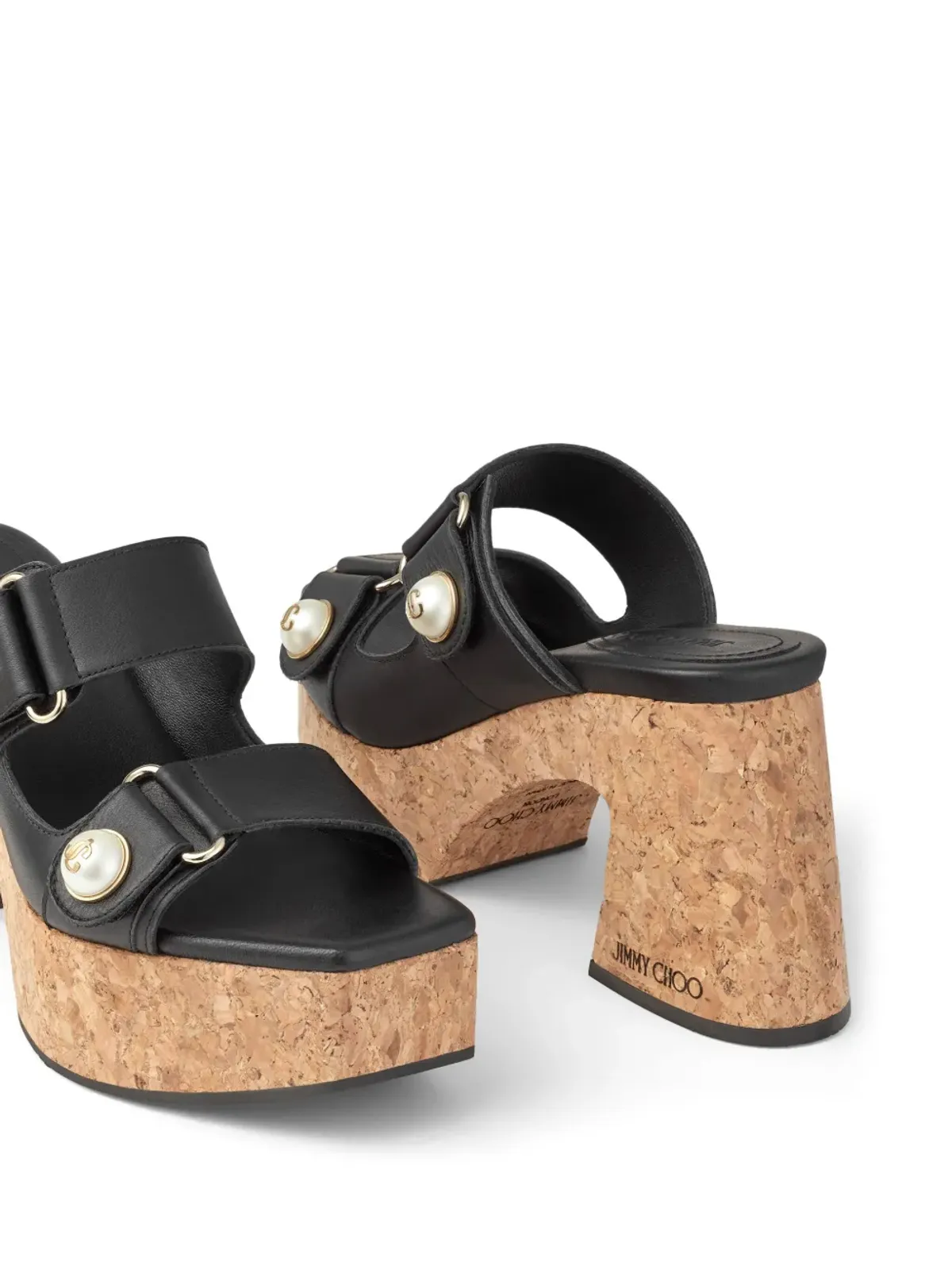 Jimmy Choo Fayence 95mm レザー・プラットフォームサンダル ブラック - 画像5