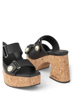 Jimmy Choo Fayence 95mm レザー・プラットフォームサンダル ブラック - サムネイル5