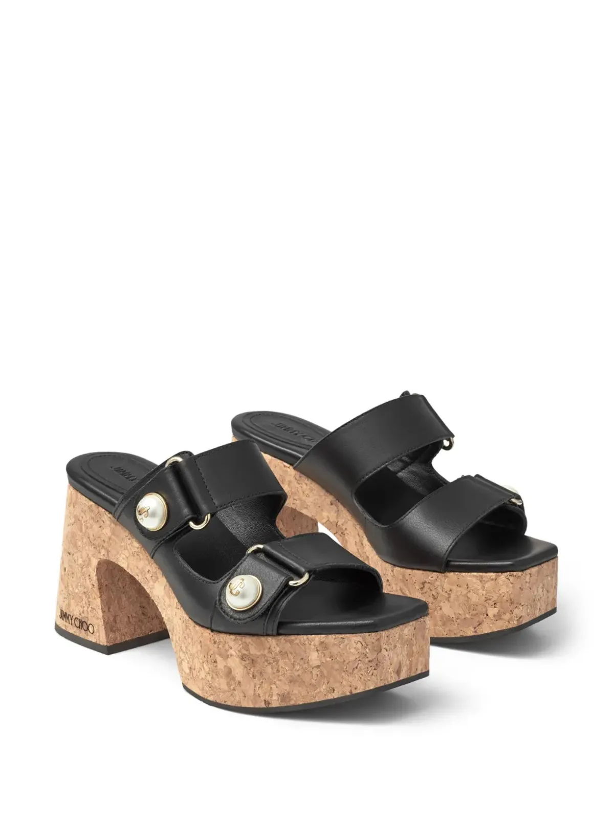 Jimmy Choo Fayence 95mm レザー・プラットフォームサンダル ブラック - 画像2