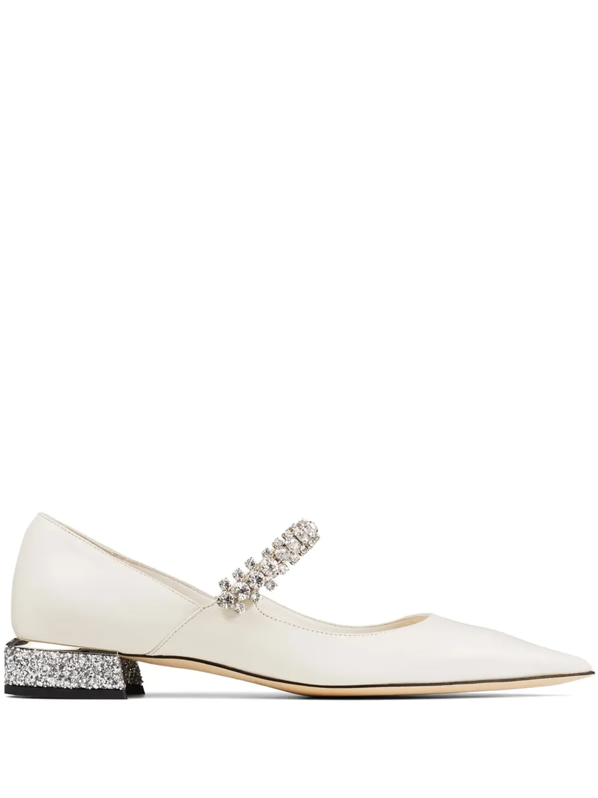 Jimmy Choo ビング クリスタルストラップ バレリーナシューズ - ホワイト - 画像1