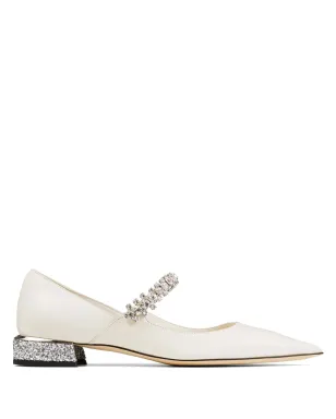 Jimmy Choo ビング クリスタルストラップ バレリーナシューズ - ホワイト - サムネイル1