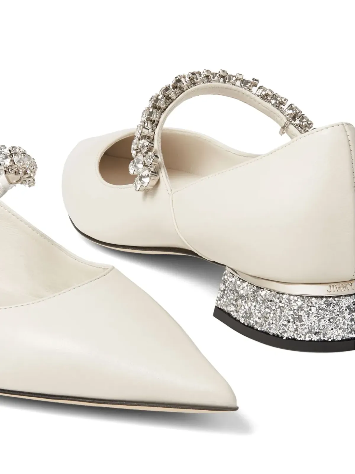 Jimmy Choo ビング クリスタルストラップ バレリーナシューズ - ホワイト - 画像5