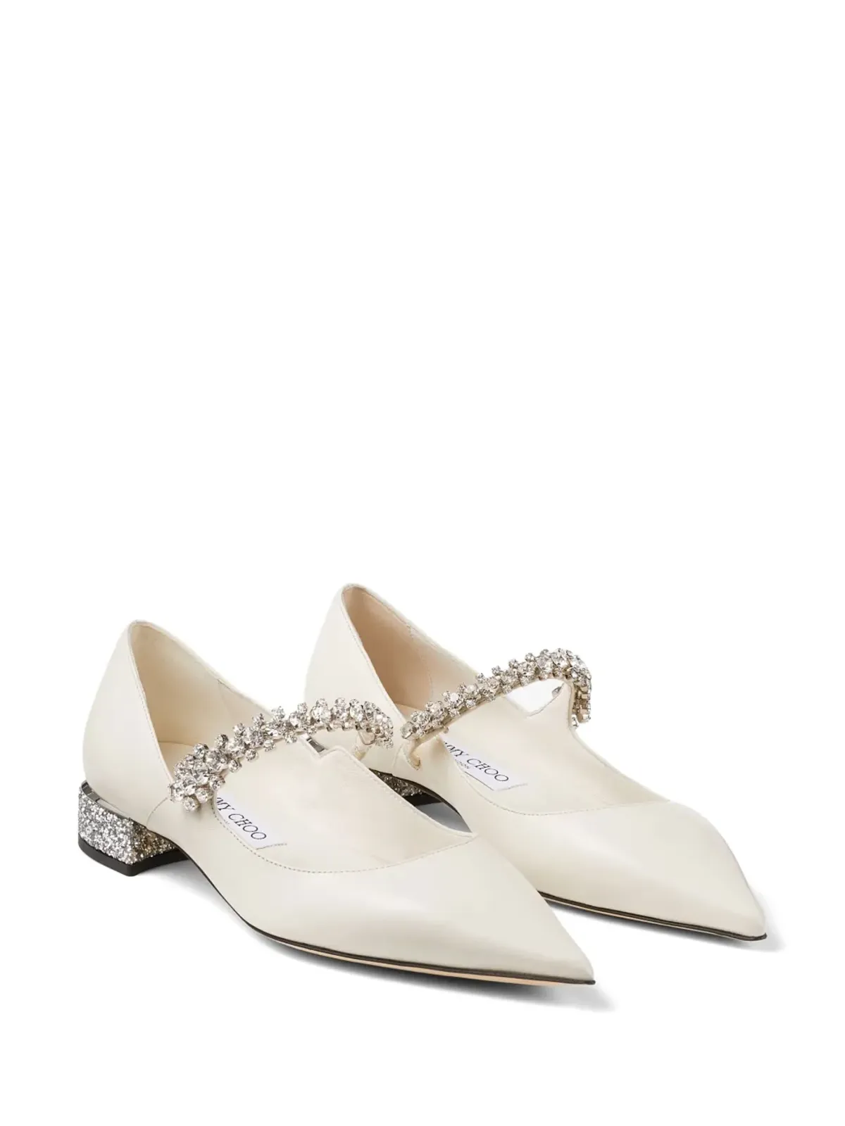Jimmy Choo ビング クリスタルストラップ バレリーナシューズ - ホワイト - 画像2