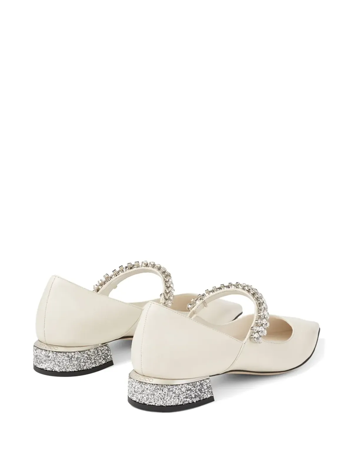 Jimmy Choo ビング クリスタルストラップ バレリーナシューズ - ホワイト - 画像3