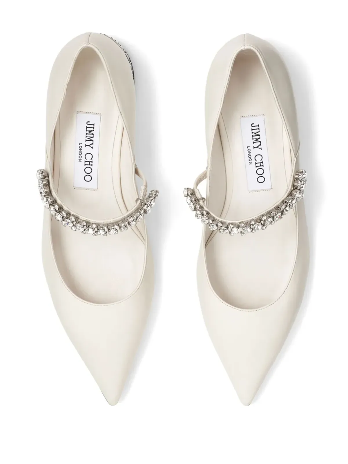 Jimmy Choo ビング クリスタルストラップ バレリーナシューズ - ホワイト - 画像4