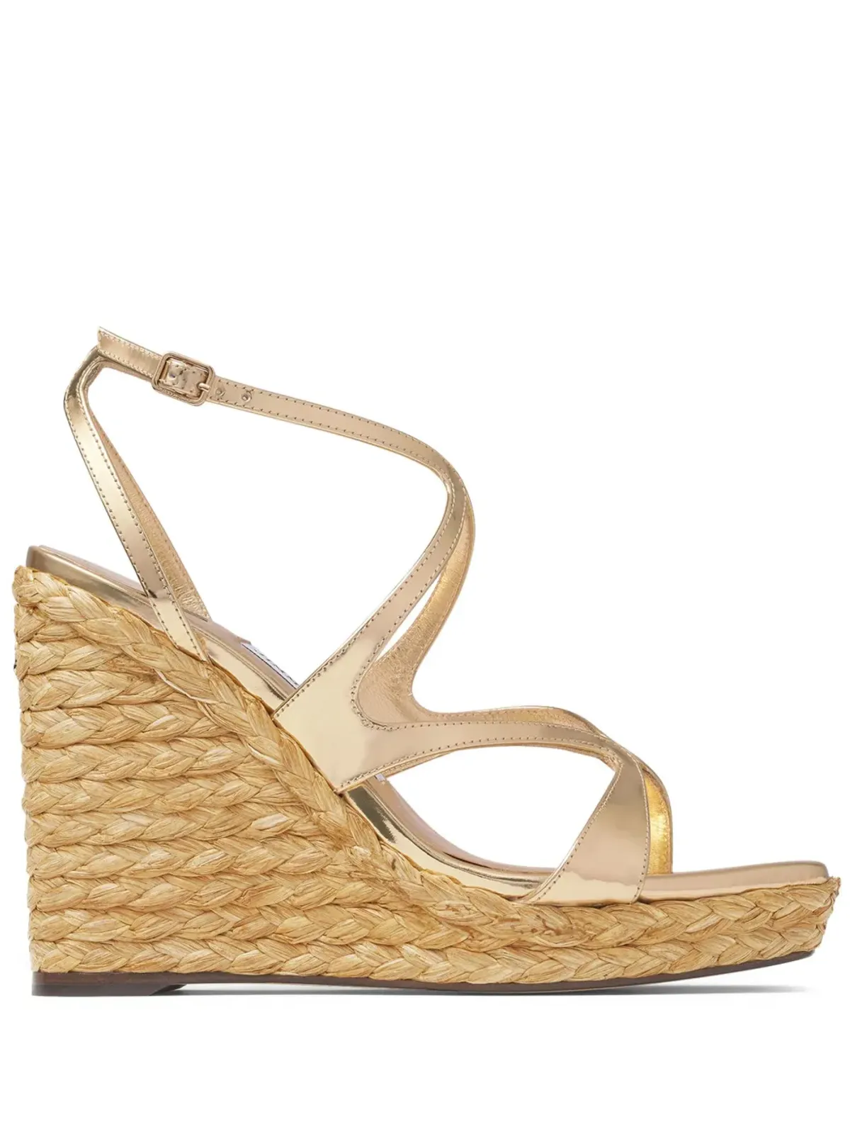 Jimmy Choo 110mm Ayla ラフィア ウェッジサンダル - ゴールド - 画像1
