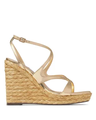 Jimmy Choo 110mm Ayla ラフィア ウェッジサンダル - ゴールド - サムネイル1