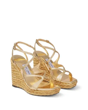 Jimmy Choo 110mm Ayla ラフィア ウェッジサンダル - ゴールド - サムネイル2