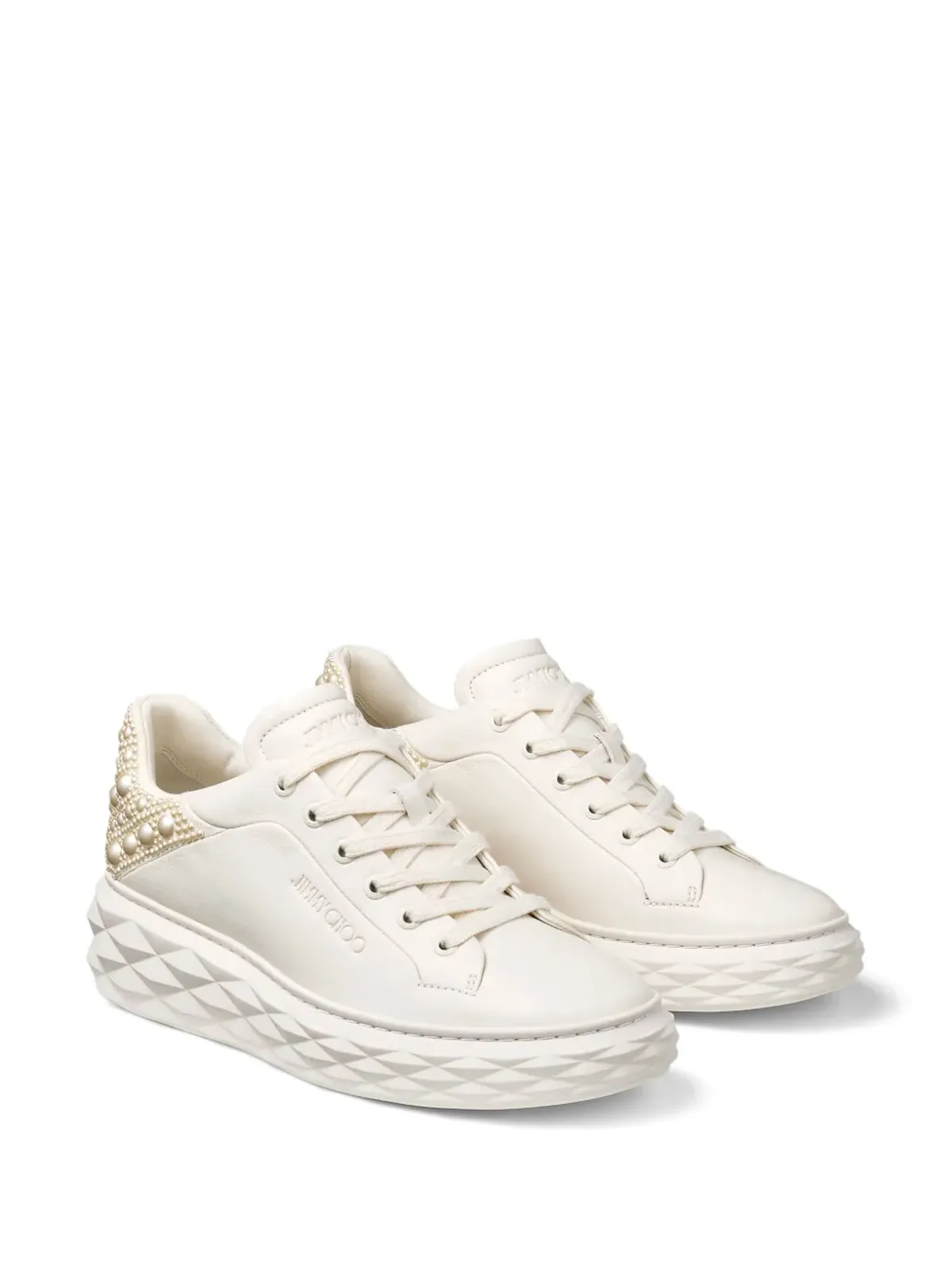 Jimmy Choo ダイヤモンドマキシ パール付きスニーカー（ニュートラルカラー） - 画像2