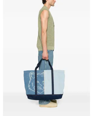 Maison Kitsuné Fox Head-print トートバッグ - ブルー - サムネイル2