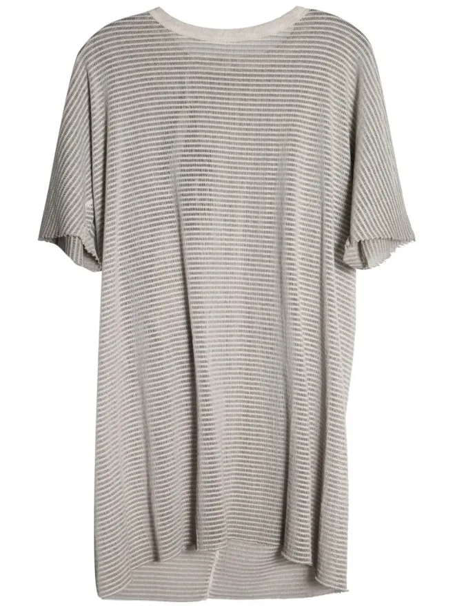 Boris Bidjan Saberi Boris Bidjan Saberi ボリス・ビジャン・サベリ ストライプ ラウンドネック Tシャツ - グレーの商品画像