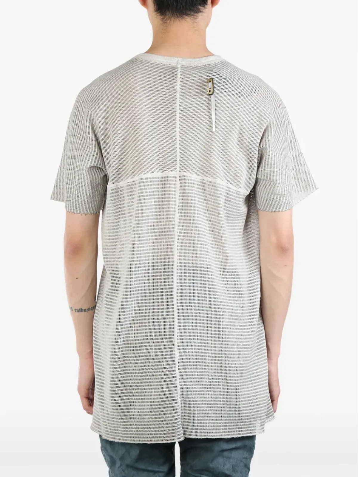 Boris Bidjan Saberi ボリス・ビジャン・サベリ ストライプ ラウンドネック Tシャツ - グレー - 画像4