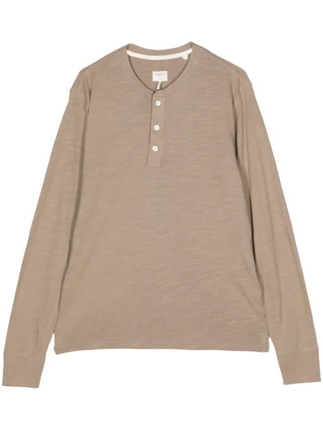 Rag & Bone rag & bone ヘンリーネック コットン Tシャツ - ブラウンの商品画像