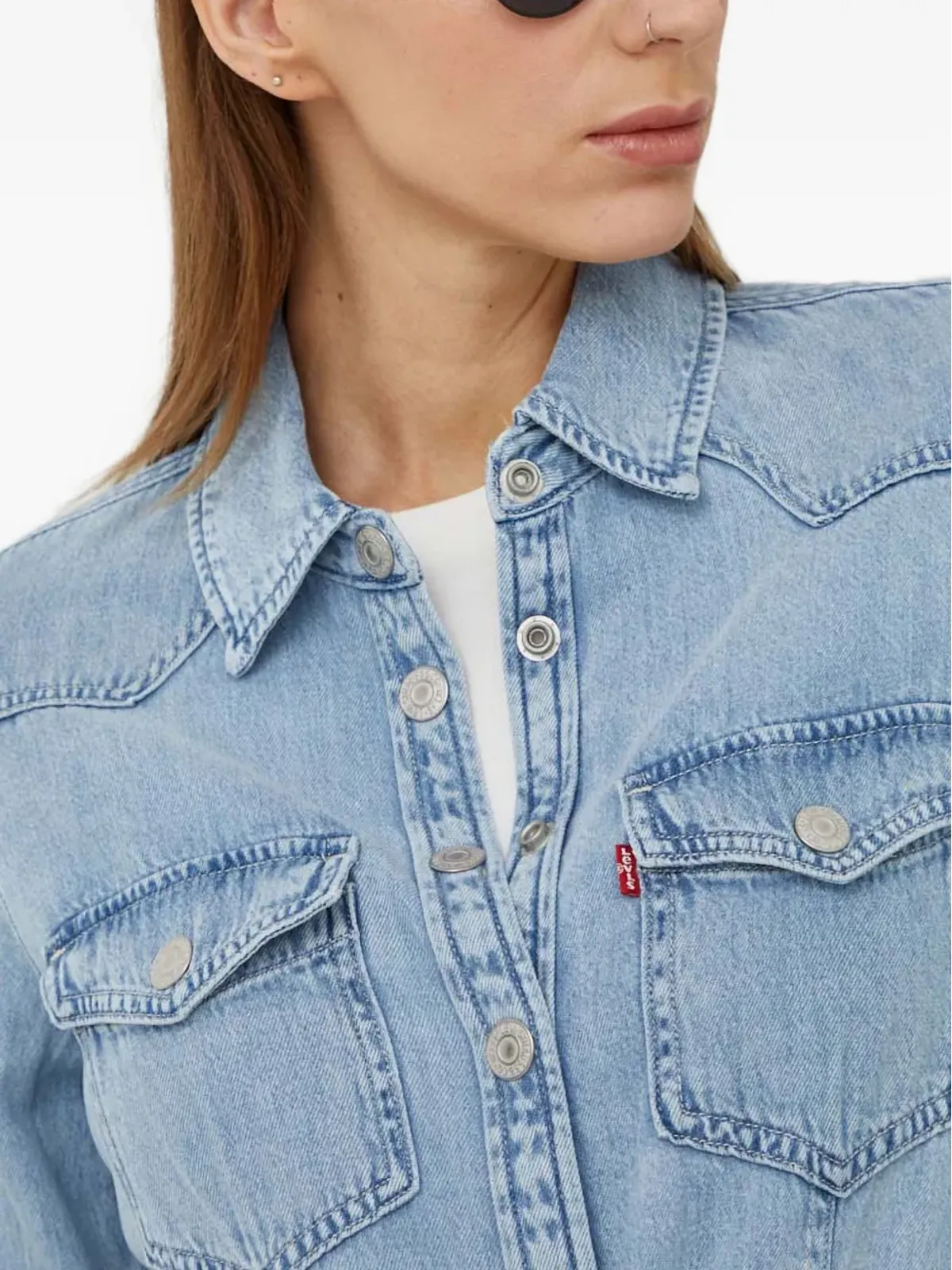 Levi's デニムドレス ボタン付きポケット - ブルー - 画像4