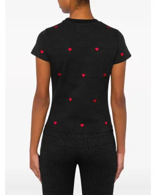 Moschino ハートモチーフ半袖Tシャツ - ブラック - サムネイル3