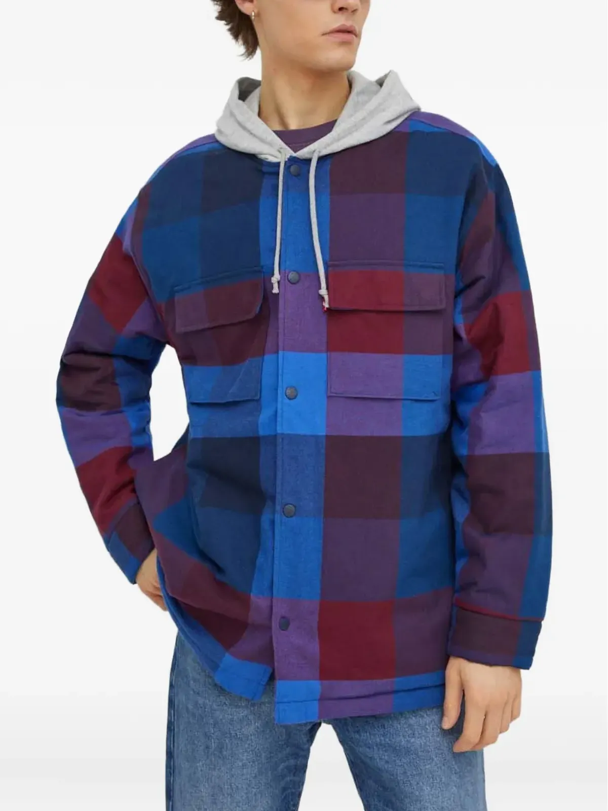 Levi's チェック柄フード付きジャケット - ブルー - 画像1