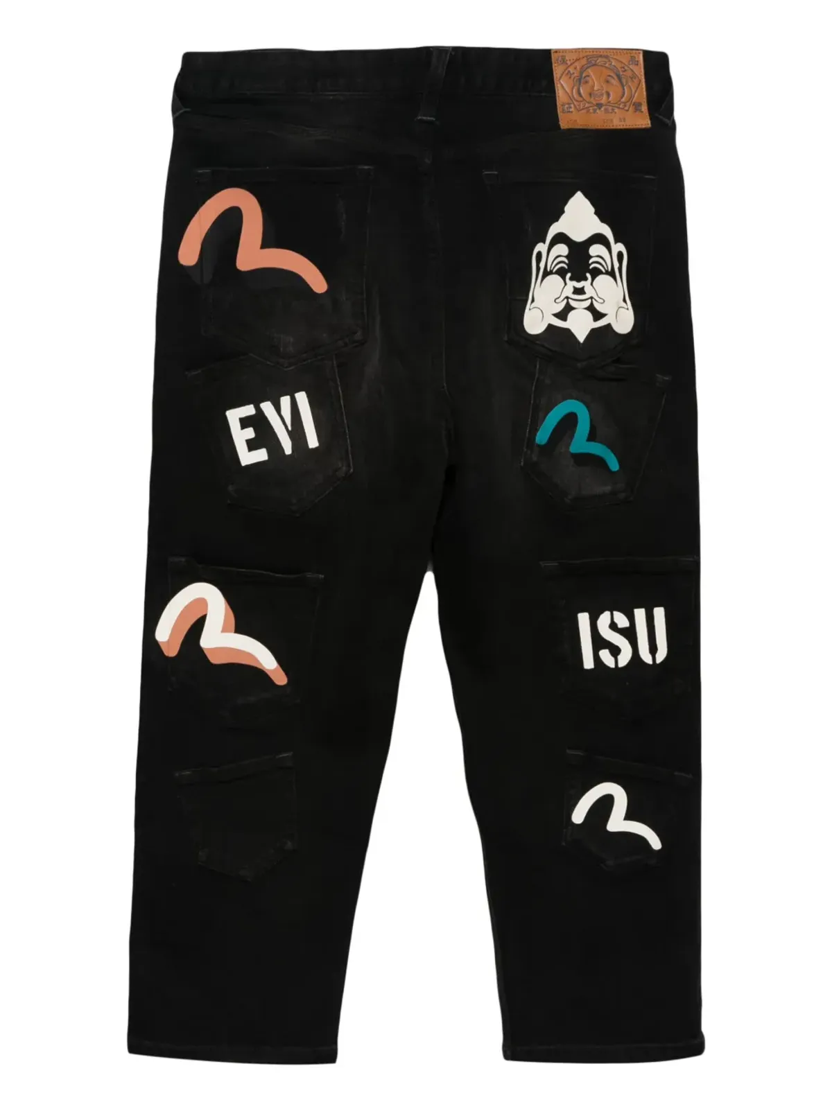 EVISU ロゴパッチ クロップドジーンズ - 画像2