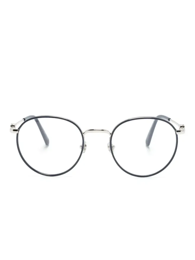 Moncler Eyewear Moncler Eyewear ロゴプレート丸型フレーム眼鏡 - ブルーの商品画像