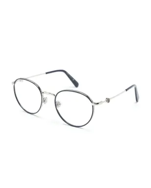 Moncler Eyewear ロゴプレート丸型フレーム眼鏡 - ブルー - サムネイル2