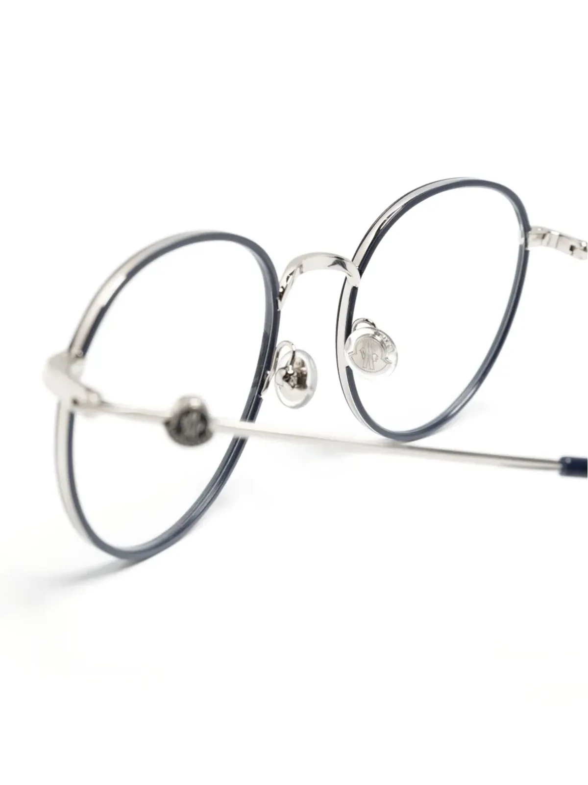 Moncler Eyewear ロゴプレート丸型フレーム眼鏡 - ブルー - 画像3