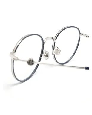 Moncler Eyewear ロゴプレート丸型フレーム眼鏡 - ブルー - サムネイル3