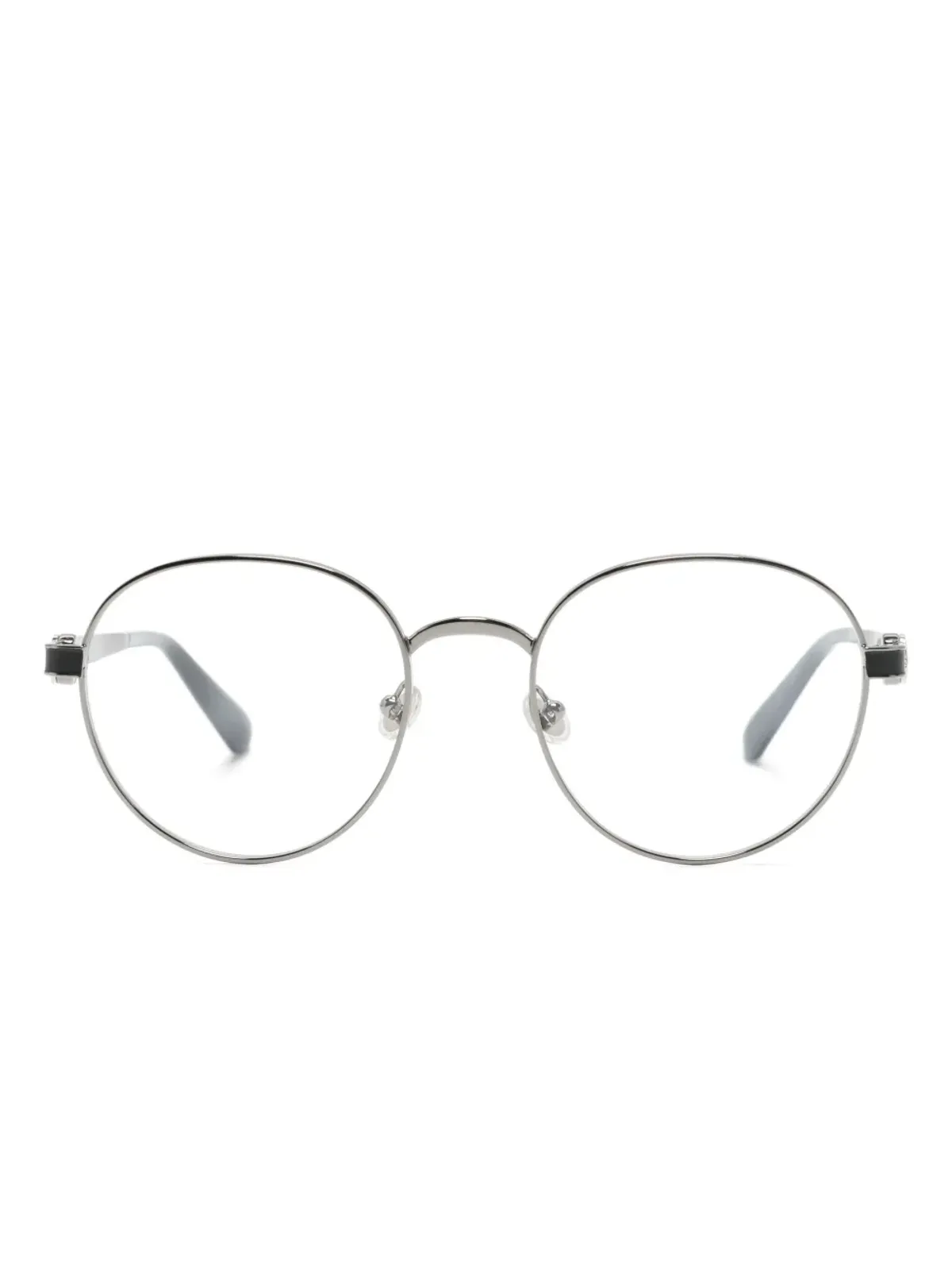Moncler Eyewear ロゴプレート入りオーバルフレーム眼鏡（シルバー） - 画像1