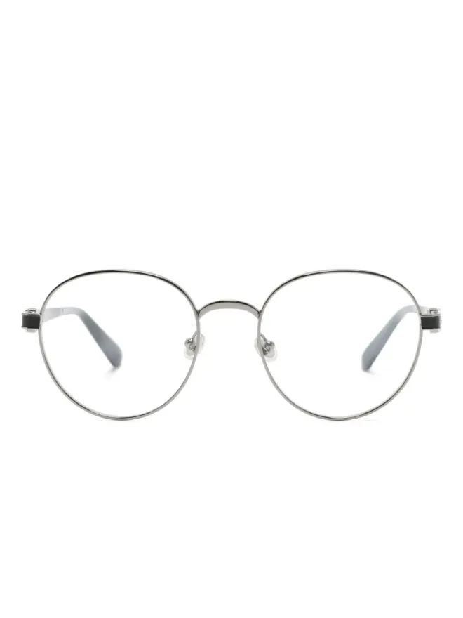Moncler Eyewear Moncler Eyewear ロゴプレート入りオーバルフレーム眼鏡（シルバー）の商品画像